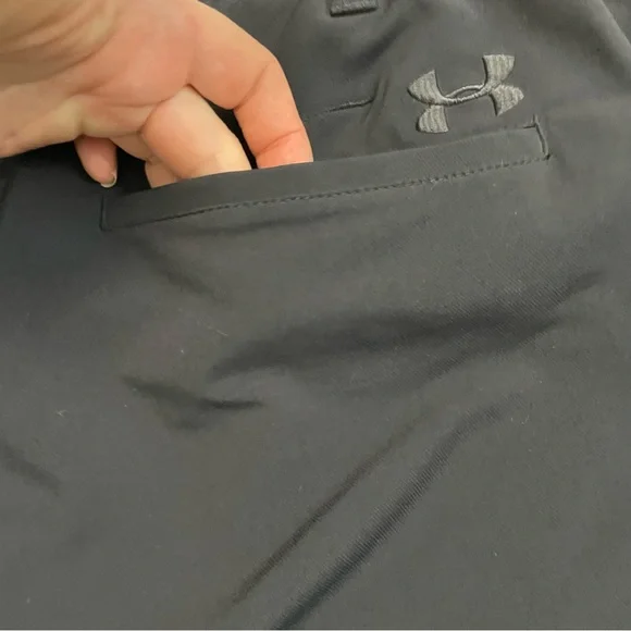 Under Armour Pants Straight Leg Pockets Grip Waistband Quick Dry Black 30/30